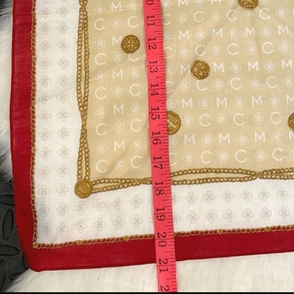 ❤ MCM Tan & Red Scrabble Design Mini Scarf Handkerchief NWT! - Picture 8 of 9